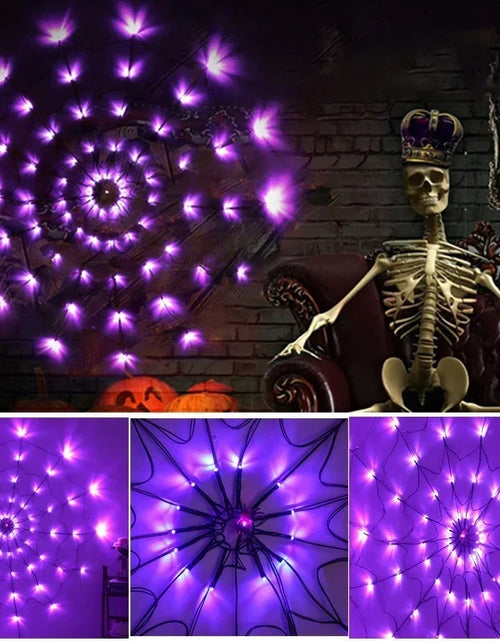 Load image into Gallery viewer, Halloween Glowing Spider Web Halloween Decoration Lights Spider Web Lights Halloween Decoration Outdoor Indoor Halloween Decor
