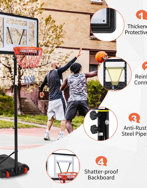 Load image into Gallery viewer, 33 In. Portable Basketball Hoop Stand, 6.5-8 Ft Adjustable Basketball Goal System, with PVC Backboard Indoor/Outdoor
