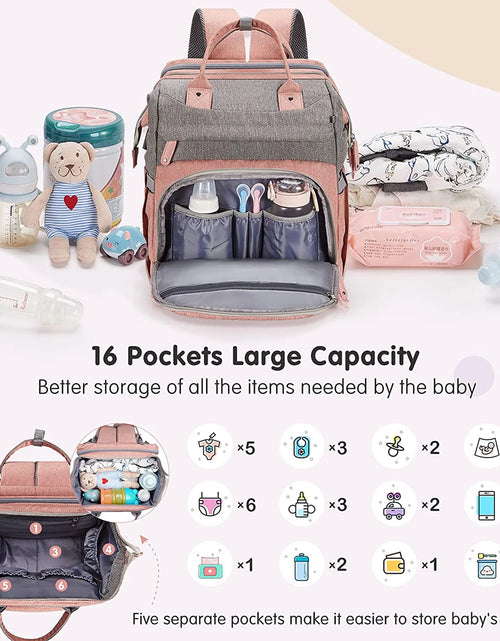 Load image into Gallery viewer, Baby Diaper Bag Backpack, Diaper Changing Station,Waterproof Changing Pad, Pacifier Case Black Color
