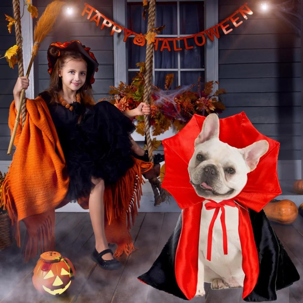 Medium Dog Halloween Costumes, Halloween Dog Vampire Cloak Costume Dog Devil Costume Pet Halloween Costume