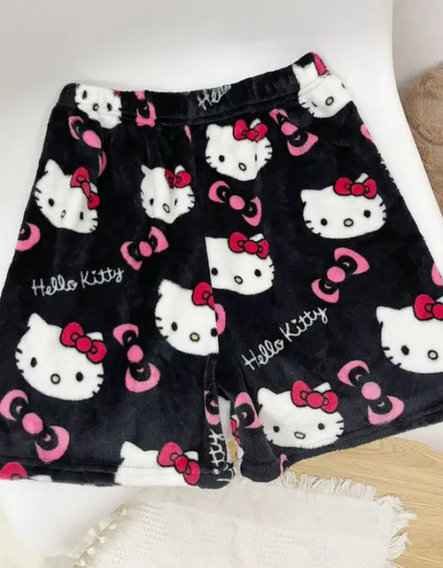 Load image into Gallery viewer, Sanrio Hello Kitty Anime Y2K Kawaii Flannel Pajamas Women&#39;S Warm Woolen Cartoon Casual Home Pants Autumn Winter Fashion Trousers
