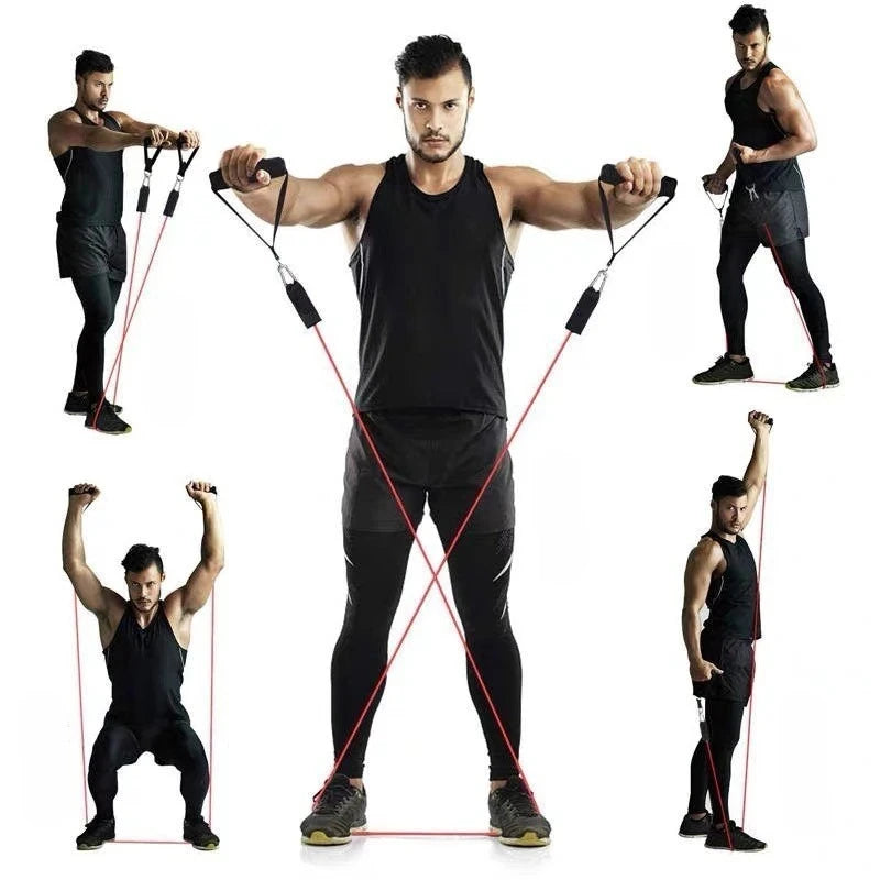 11Pcs/Set Pull Rope Resistance Bands Portable Fitness Equipment Ankle Strap Chest Expander Elastic Exercise Band Set Latex Tubes