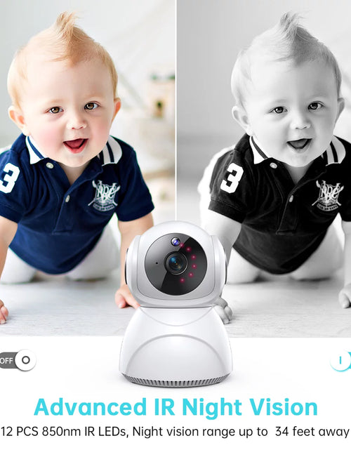 Load image into Gallery viewer, Baby Monitor -3K 5MP Video Baby Monitor with Camera and Audio - Baby Monitor Wifi Smartphone with Night Vision, Video Recording, App Control, Motion Detection/Tracking, 2-Way Audio
