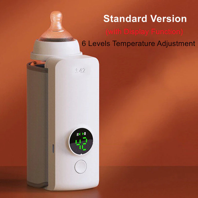 Rechargeable Baby Bottle Warmer 6Levels Temperature Adjustment with Temperature Display Breast Warmer Sleeve Feeding Accessories