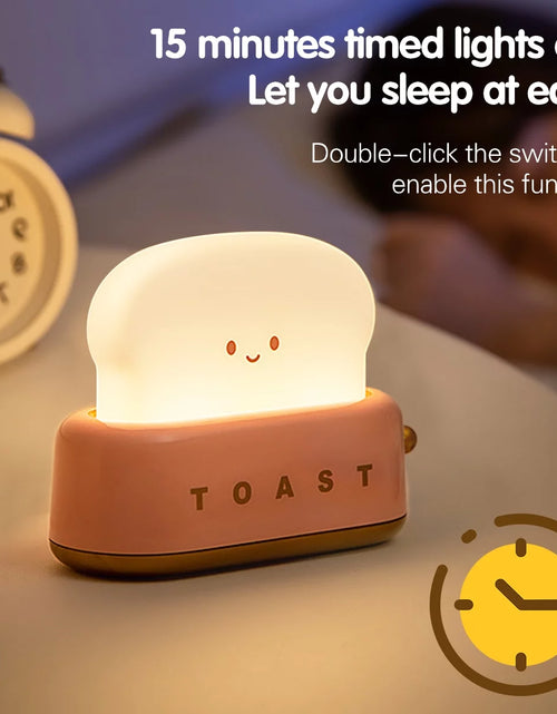 Load image into Gallery viewer, Cute Bread Night Light Usb Rechargable Desk Lamp Bedroom Bedside Sleep Light Reading Light for Office Bedroom Living Room
