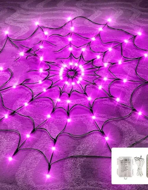 Load image into Gallery viewer, Halloween Glowing Spider Web Halloween Decoration Lights Spider Web Lights Halloween Decoration Outdoor Indoor Halloween Decor
