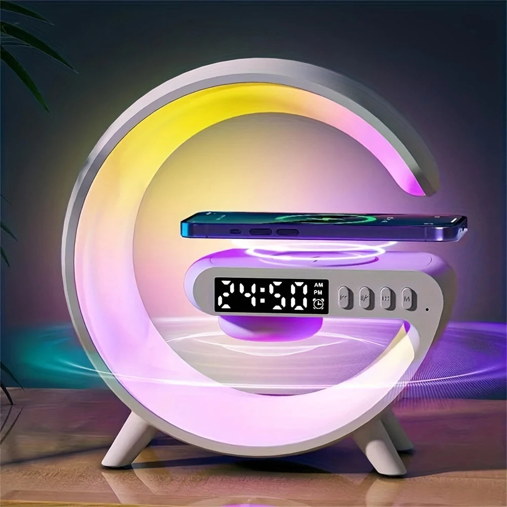 Mini Multifunction Wireless Charger Pad Stand Speaker TF RGB Night Light Fast Charging Station for Iphone Samsung Xiaomi Huawei