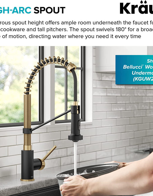 Load image into Gallery viewer, KPF-1610BG Bolden 18-Inch Commercial Kitchen Faucet with Dual Function Pull-Down Sprayhead in All-Brite Finish, 18 Inches, Brushed Gold
