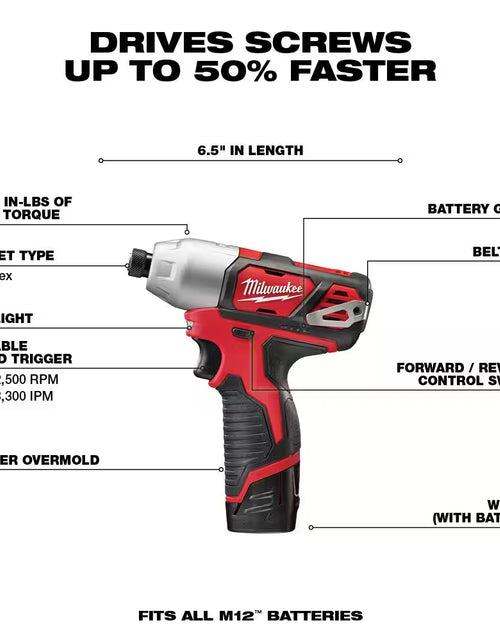 Load image into Gallery viewer, M12 12V Lithium-Ion Cordless Combo Kit (5-Tool) with Two 1.5Ah Batteries, Charger &amp; Tool Bag
