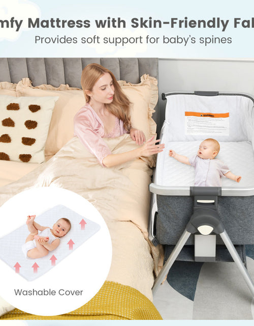 Load image into Gallery viewer, Baby Bedside Bassinet with Storage Basket and Wheels
