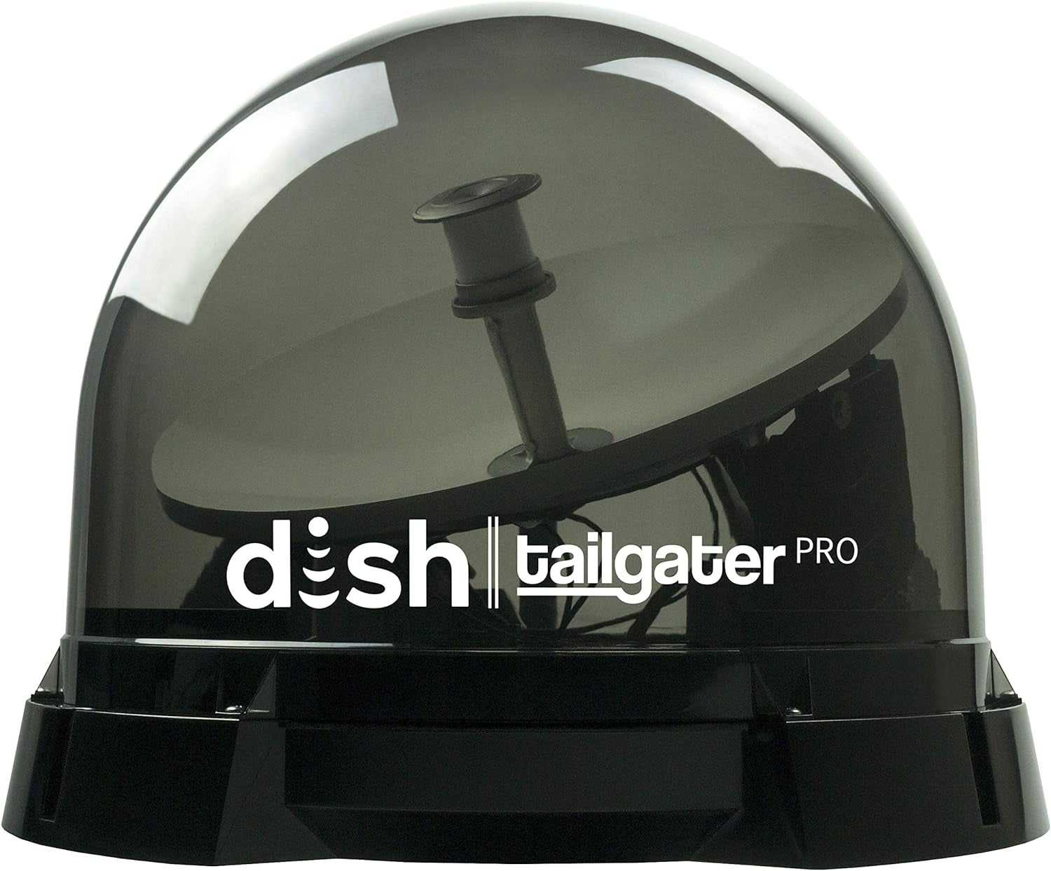 DTP4950 DISH Tailgater Pro Bundle - Premium Portable/Roof Mountable Satellite TV Antenna and DISH Wally HD Receiver, Western & Eastern Arc Satellites, Clear(Smoke)