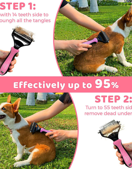 Load image into Gallery viewer, Dog &amp; Cat Brush-Deshedding Brush, Dematting Tools, Shedding Brush Glove, Reduces Shedding up to 95%, for Short to Long Hair, Small to Medium Breeds, Pink
