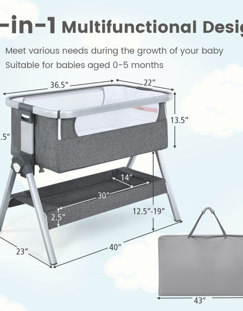 Load image into Gallery viewer, Baby Bedside Bassinet with Storage Basket and Wheels
