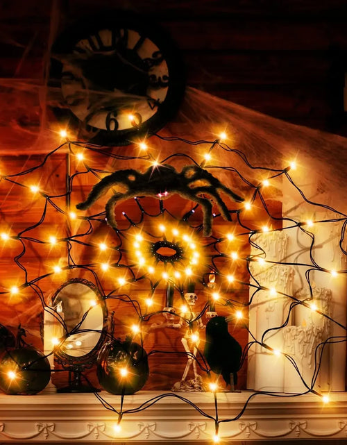 Load image into Gallery viewer, Halloween Glowing Spider Web Halloween Decoration Lights Spider Web Lights Halloween Decoration Outdoor Indoor Halloween Decor
