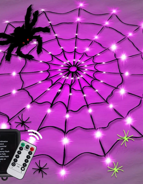 Load image into Gallery viewer, Halloween Glowing Spider Web Halloween Decoration Lights Spider Web Lights Halloween Decoration Outdoor Indoor Halloween Decor
