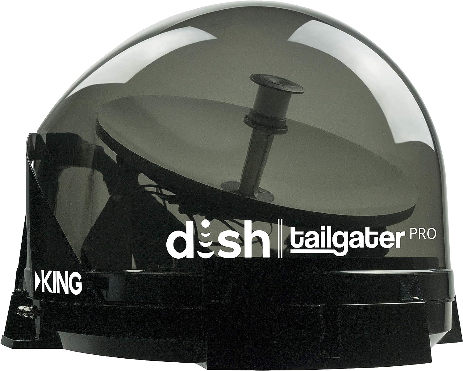 DTP4950 DISH Tailgater Pro Bundle - Premium Portable/Roof Mountable Satellite TV Antenna and DISH Wally HD Receiver, Western & Eastern Arc Satellites, Clear(Smoke)