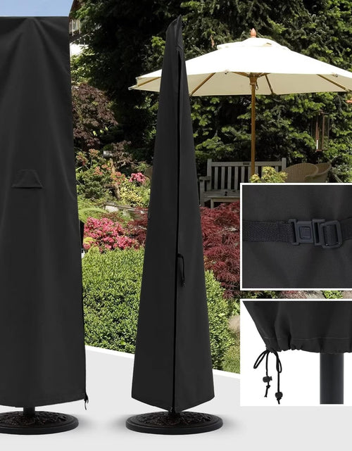 Load image into Gallery viewer, Patio Umbrella Cover for 6.5FT to 14FT Market Umbrella Waterproof Outdoor Umbrella Cover with Zipper and Rod, Large,Black
