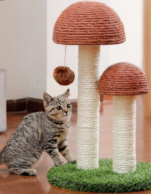 Load image into Gallery viewer, 2 Mushrooms Cat Scratching Post 19&quot; Sisal Claw Scratcher for Kittens and Small Cats, Brown
