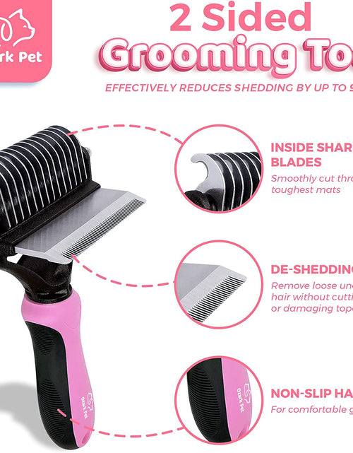 Load image into Gallery viewer, Dog &amp; Cat Brush-Deshedding Brush, Dematting Tools, Shedding Brush Glove, Reduces Shedding up to 95%, for Short to Long Hair, Small to Medium Breeds, Pink
