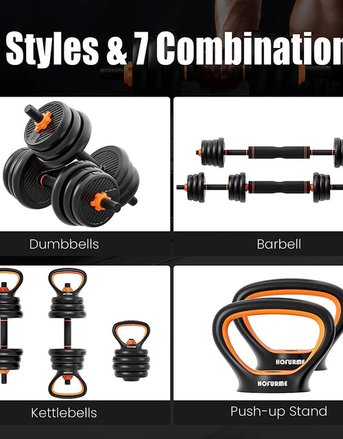 Load image into Gallery viewer, Adjustable Dumbbell Set, 55/77 Lbs Free Weights Dumbbells, Barbell, Kettlebell and Push-Up, Home Gym Fitness Workout Equipment
