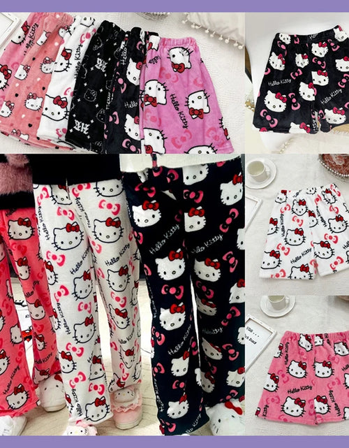 Load image into Gallery viewer, Sanrio Hello Kitty Anime Y2K Kawaii Flannel Pajamas Women&#39;S Warm Woolen Cartoon Casual Home Pants Autumn Winter Fashion Trousers
