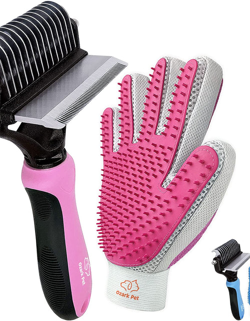 Load image into Gallery viewer, Dog &amp; Cat Brush-Deshedding Brush, Dematting Tools, Shedding Brush Glove, Reduces Shedding up to 95%, for Short to Long Hair, Small to Medium Breeds, Pink
