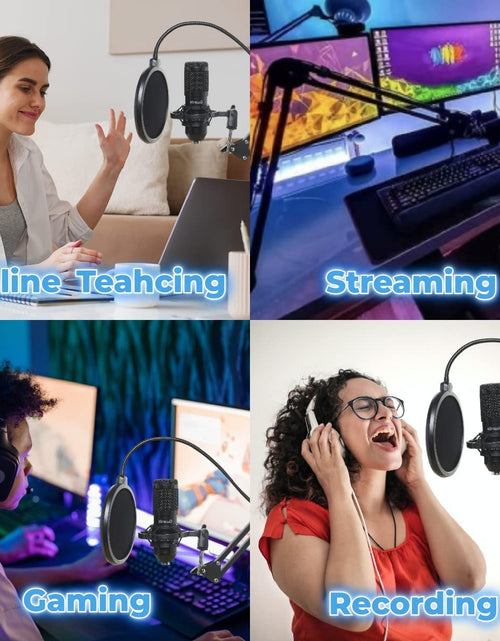 Load image into Gallery viewer, Studio Condenser USB Microphone Computer PC Microphone Kit with Adjustable Scissor Arm Stand Shock Mount, for PC Computer Recording Podcasting Youtube Karaoke Gaming Streaming Teaching Guarda GD100
