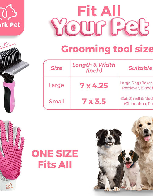 Load image into Gallery viewer, Dog &amp; Cat Brush-Deshedding Brush, Dematting Tools, Shedding Brush Glove, Reduces Shedding up to 95%, for Short to Long Hair, Small to Medium Breeds, Pink
