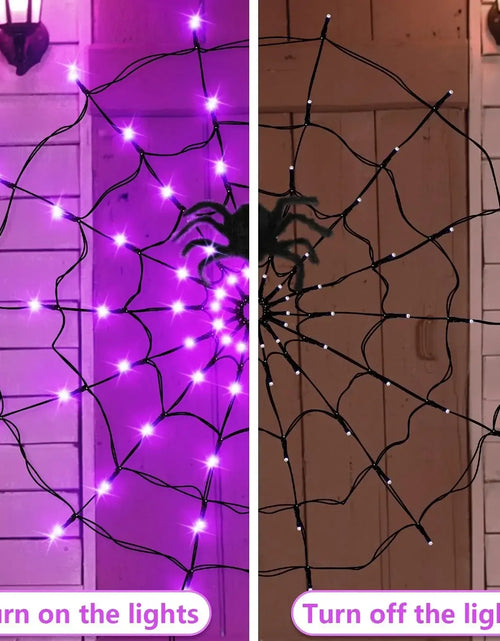 Load image into Gallery viewer, Halloween Glowing Spider Web Halloween Decoration Lights Spider Web Lights Halloween Decoration Outdoor Indoor Halloween Decor
